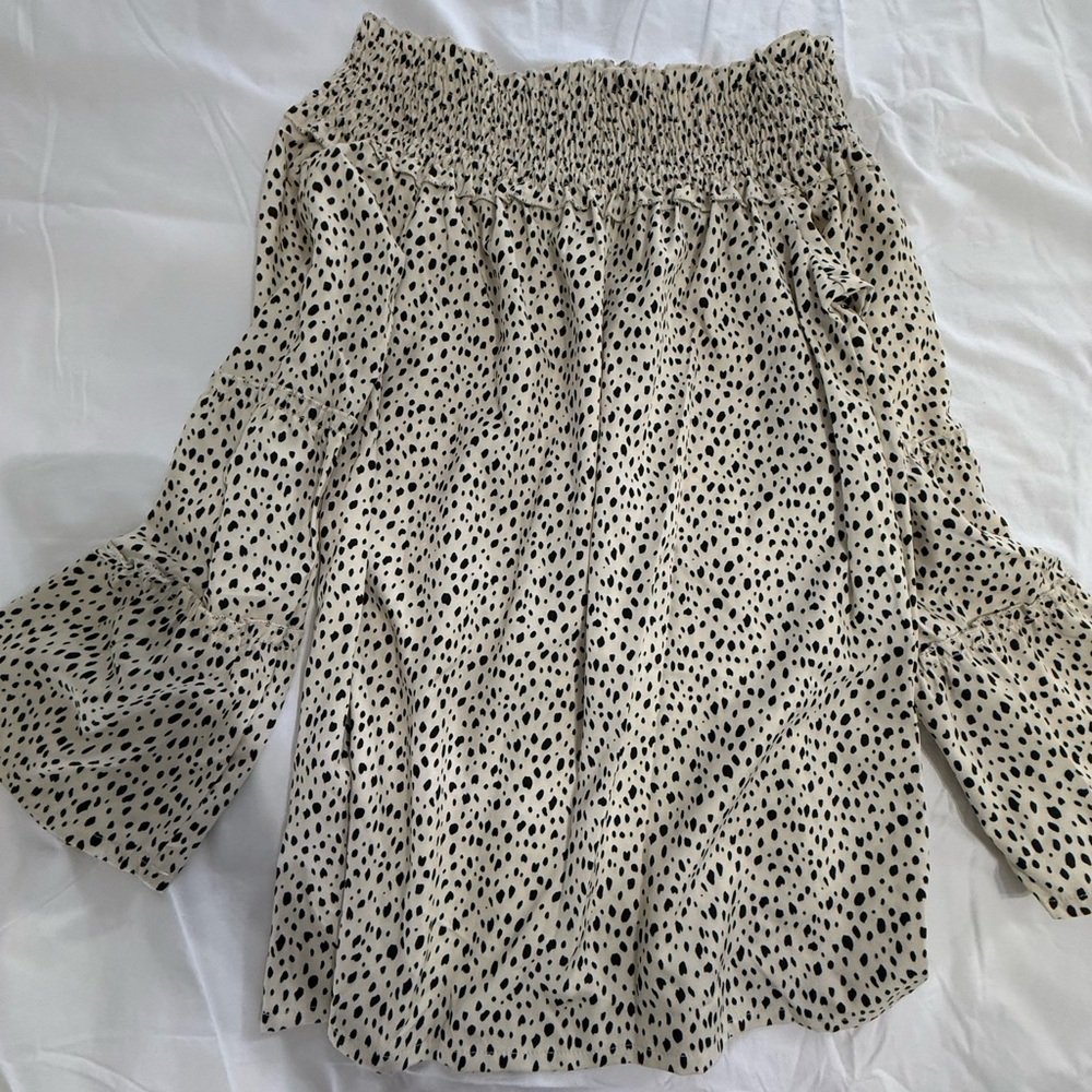 Chic Polka Dot Off-Shoulder Blouse